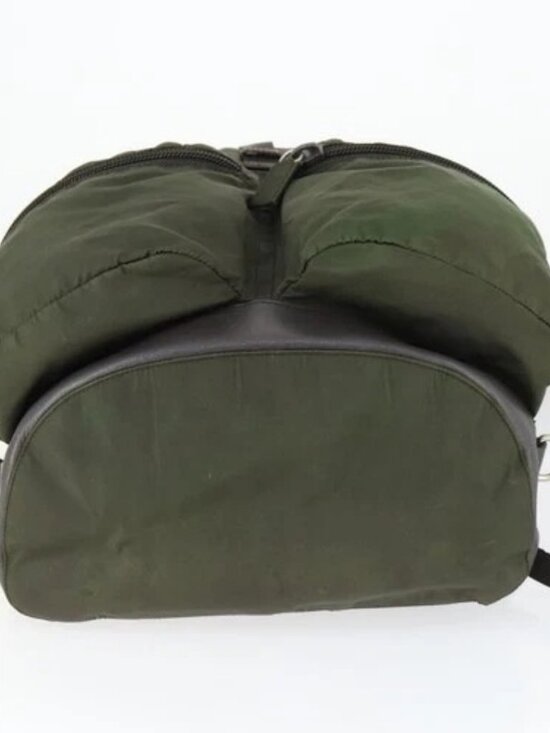 PRADA Backpack Nylon Khaki Silver Auth 164855